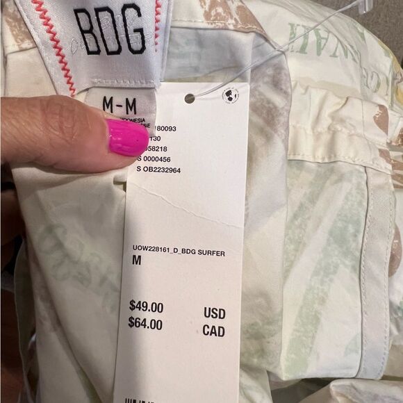 NWT BDG Urban Outfitters Eva Tie-Front Ruched Strap Trapeze Mini Dress medium - Picture 11 of 13